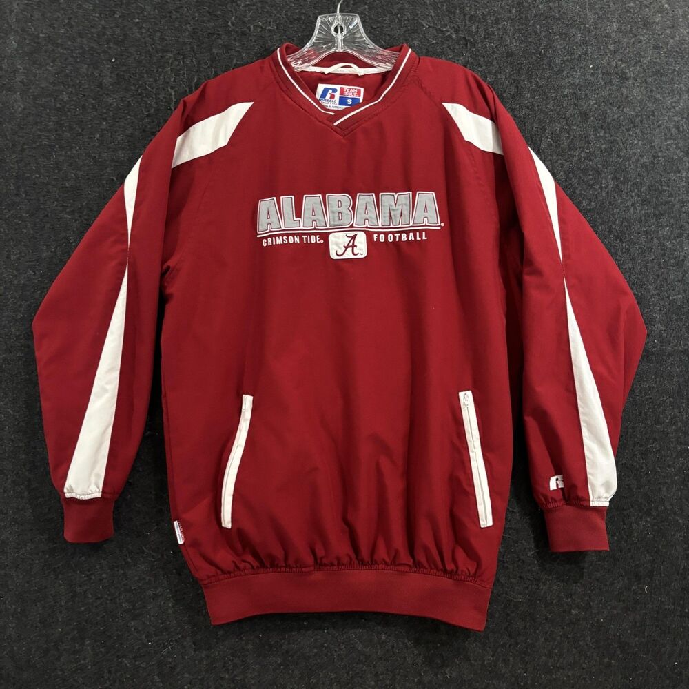 Vintage Alabama Crimson Tide Football Jacket Men's Small Red Pullover Russell